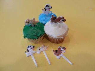 Cute Dog Puppy Cupcake Toppers Picks Cake Cupcake Candy Decorations