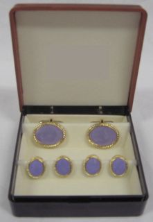  oval lavender purple studs cufflinks with gold trim these are new in a