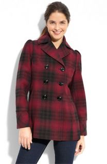 Steve Madden Plaid Double Breasted Peacoat