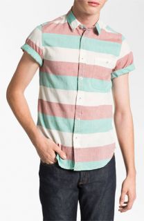 Topman Stripe Short Sleeve Woven Shirt