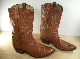 Vintage DAN POST Brown Leather Cowboy Western Rancher Pull On Mens