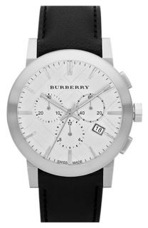 Burberry Check Stamped Round Chronograph Watch