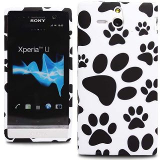 For Sony Ericsson Xperia U ST25i Paws Footprint White Silicone Gel