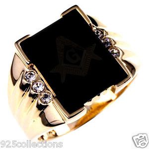  12 mm Black Onyx 3 Clear CZ Mens Custom Ring Jewelry Size 7 15