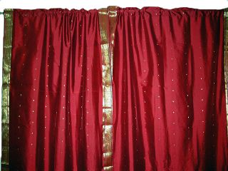  Red Saree Curtain Drape Artsilk Sari Curtains Drapes Panel 95