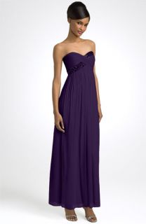 Maggy London Strapless Beaded Chiffon Empire Gown