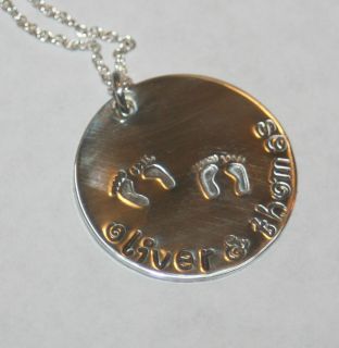 Personalized Sterling Silver Mom Necklace with Two Childrens Names
