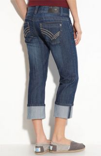 Jolt Roll Cuff Crop Jeans (Medium Wash) (Juniors)