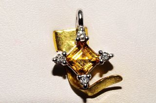 55ct Natural Citrine Diamond Box Pendant Wonderful