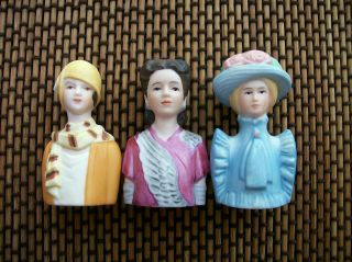 LOT OF 3 AVON BISQUE PORCELAIN COLLECTIBLE FASHION SILHOUETTE LADY