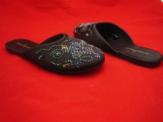 Daniel Green New Black Embroidered Slippers 7