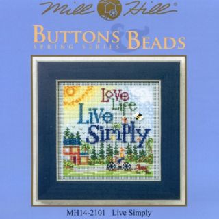 Live Simply Cross Stitch Kit Mill Hill 2012 Buttons Beads Spring