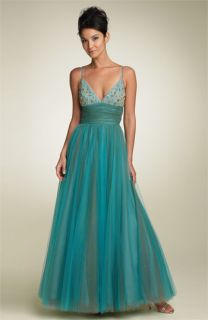 Sean Collection Beaded Back Tie Gown