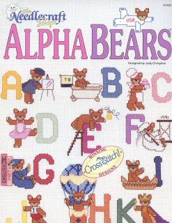 alpha bears alphabet cross stitch pattern leaflet