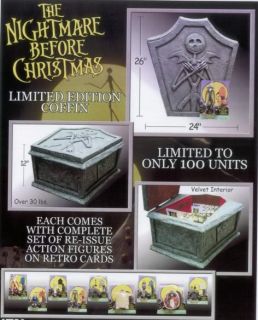 NIGHTMARE BEFORE CHRISTMAS PROP COFFIN 2003 WITH FIGURES   LIMITED