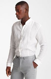 John Varvatos Collection Mandarin Collar Linen Shirt