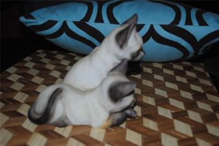 Siamese Cat Kittens Kitten Baby Pair Ceramic Figurine CUTE 6