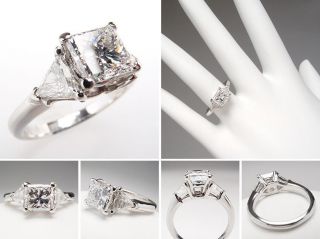 GIA 1.37 Carat D VVS2 Princess Cut Diamond Engagement Ring w/ Accents