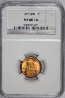 1909 VDB Lincoln Wheat Cent Penny NGC MS66 RD United States Mint Coin