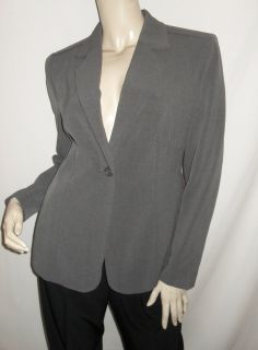  Matte Gray 1 Button Jacket Blazer Silky Black Pleated Pants Suit