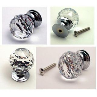 Large Rounded Clear Crystal Glass Drawer Pull Cabinet Knob NEW