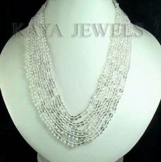 Designer Crystal Round 5mm Multi Strand Beads Necklace