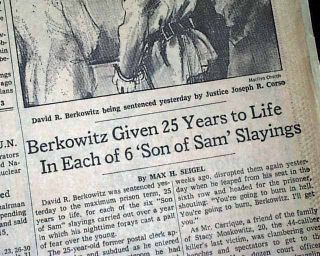 Serial Killer DAVID BERKOWITZ Son of Sam Sentenced to Life 1978 NYC