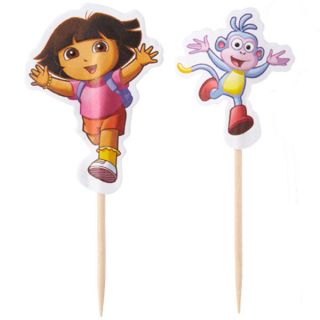 TOPPER FAVORS PARTY CAKE CUPCAKE PICKS DORA & BOOTS 24