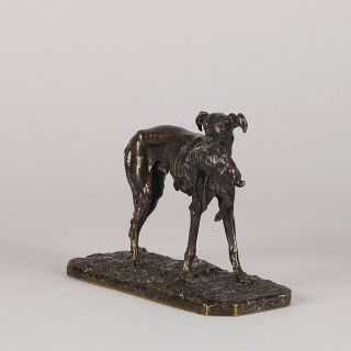 Authentic French Antique Bronze of A Greyhound Hare by P J Mene