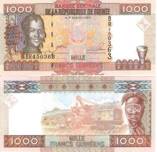 Guinea 1000 Francs Banknote World Currency Money Bill