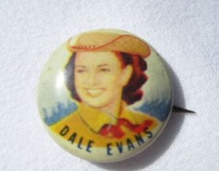DALE EVANS ROY ROGERS KING OF COWBOYS PINBACK BUTTON 1953 GRAPE NUTS