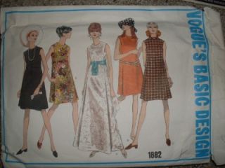 Vintage VOGUE 60s 70s Mod Womens Dress pattern size 8 XS Small