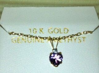 amethyst heart and diamond necklace 10k yellow gold