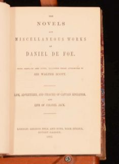 1882 7vol The Novels and Miscellaneous Works of Daniel Defoe