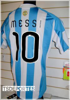 Argentina Messi Short Sleeve Soccer Jersey Size L Match Day vs Mex