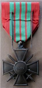  WW2 1939 French Medal Croix de Guerre Bravery Award Superb