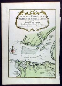 1760 Bellin Antique Map The Sierra Leone River Africa