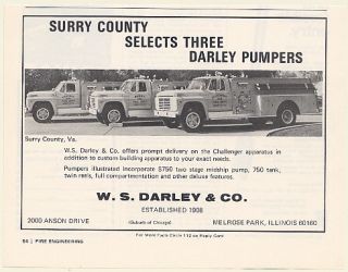 1972 Surry County VA w s Darley Challenger Pumper Fire Trucks Photo