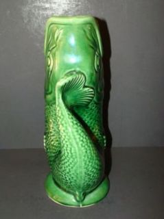 Vintage Antique Dartmouth Devon Wade England Gurgle Green Fish Vase