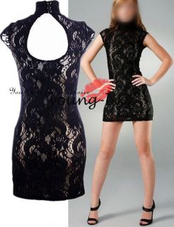 Black Lace Mini Tight Dress US Sz 4 6 8 10 12 14 W1424