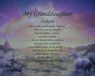 My Granddaughter Personalized Poem Birthday or Christmas Gift Idea