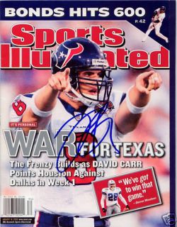 David Carr Houston Texans Signed Sports Illustrated COA