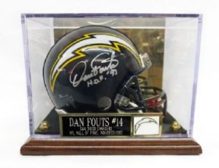 Dan Fouts #14 Signed Mini Football Helmet Case San Diego Chargers COA