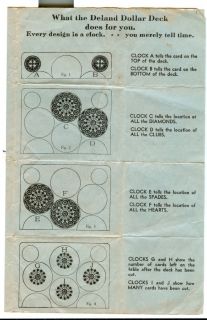 1920s Deland Dollar Deck Instruction Sheet Card Magic