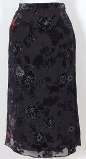 NWT DANA BUCHMAN Black Floral Velvet Burnout Skirt 14W