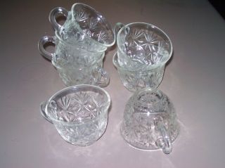 Unique Clear Glass EAPC Star of David Punch Cups w Unusual Wheat