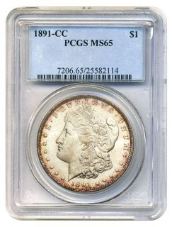 1891 CC 1 PCGS MS65 Morgan Dollar