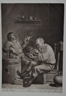 Jacob Gole After David Teniers The Three Smokers Mezzotint