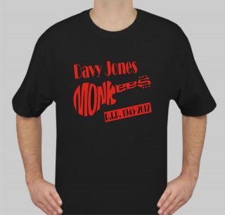 Davy Jones The Monkees Rip 1945 2012 Black T Shirts Sz SM XXL