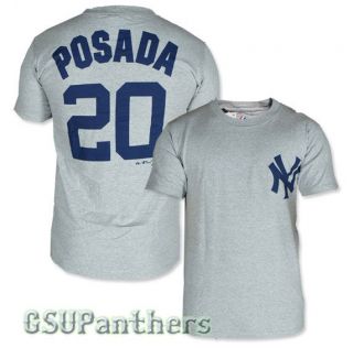 Jorge Posada New York Yankees Player (Grey) T Shirt Mens SZ (S 2XL
